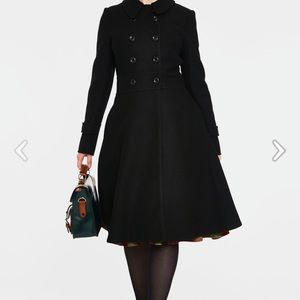 VoodooVixen Double Breasted Black Pleat Coat UKXXL